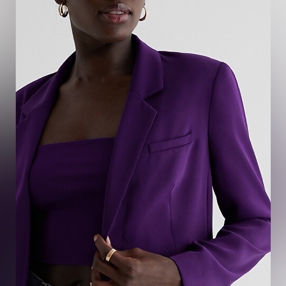 Express Stylist Cinch Waist Boyfriend Blazer - PURPLE - Medium - Picture 11 of 15